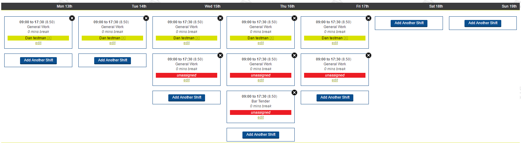 work rota template