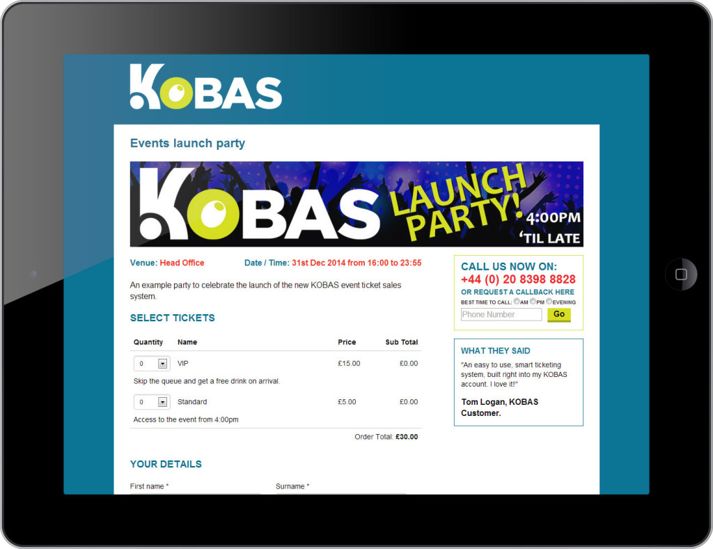 Kobas event page