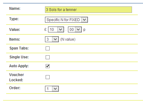 Discount setup