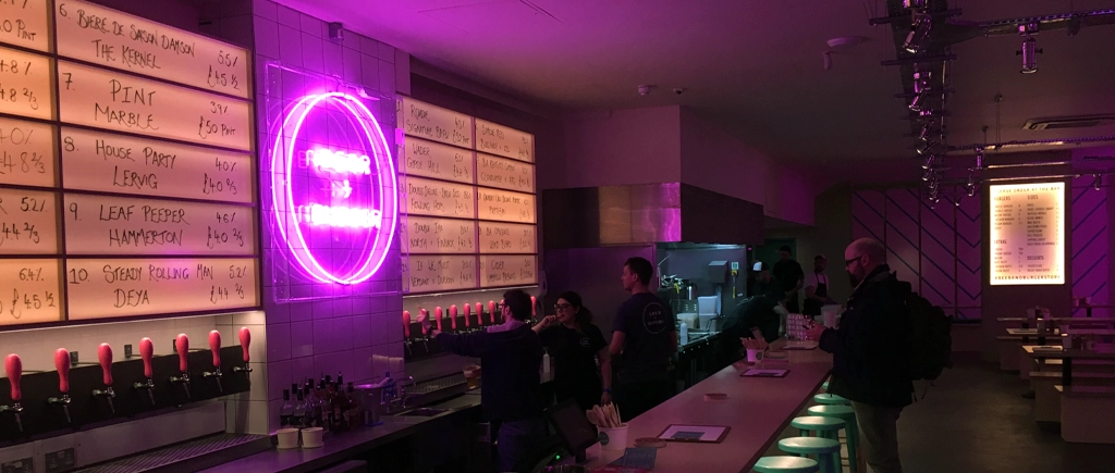beer and burger neon light